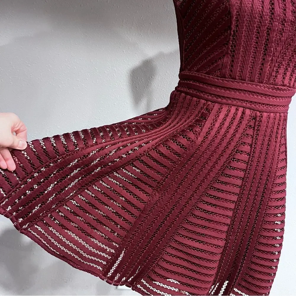 She + Sky Plum Textured Fit-and-Flare Mini Dress